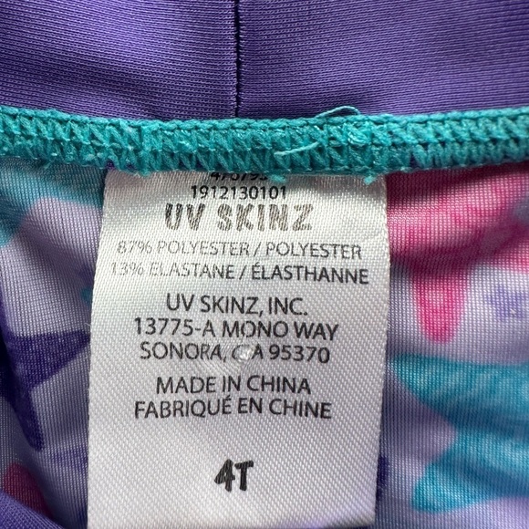 UV Skinz Girls Half Sleeve Purple Rash Guard  Sun Shirt 4T - Picture 4 of 4